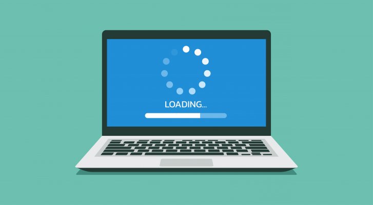 Cartoon laptop with a loading screen present